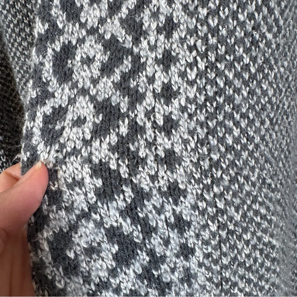 Lucky Brand Grey Open Front Longline Cardigan Sweater Womens L Fall Cozy Chunky - Image 6