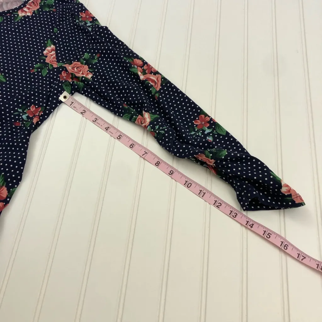 Mom & Co. Floral Navy Long Sleeve Maternity Top Blue Size undefined - Image 9