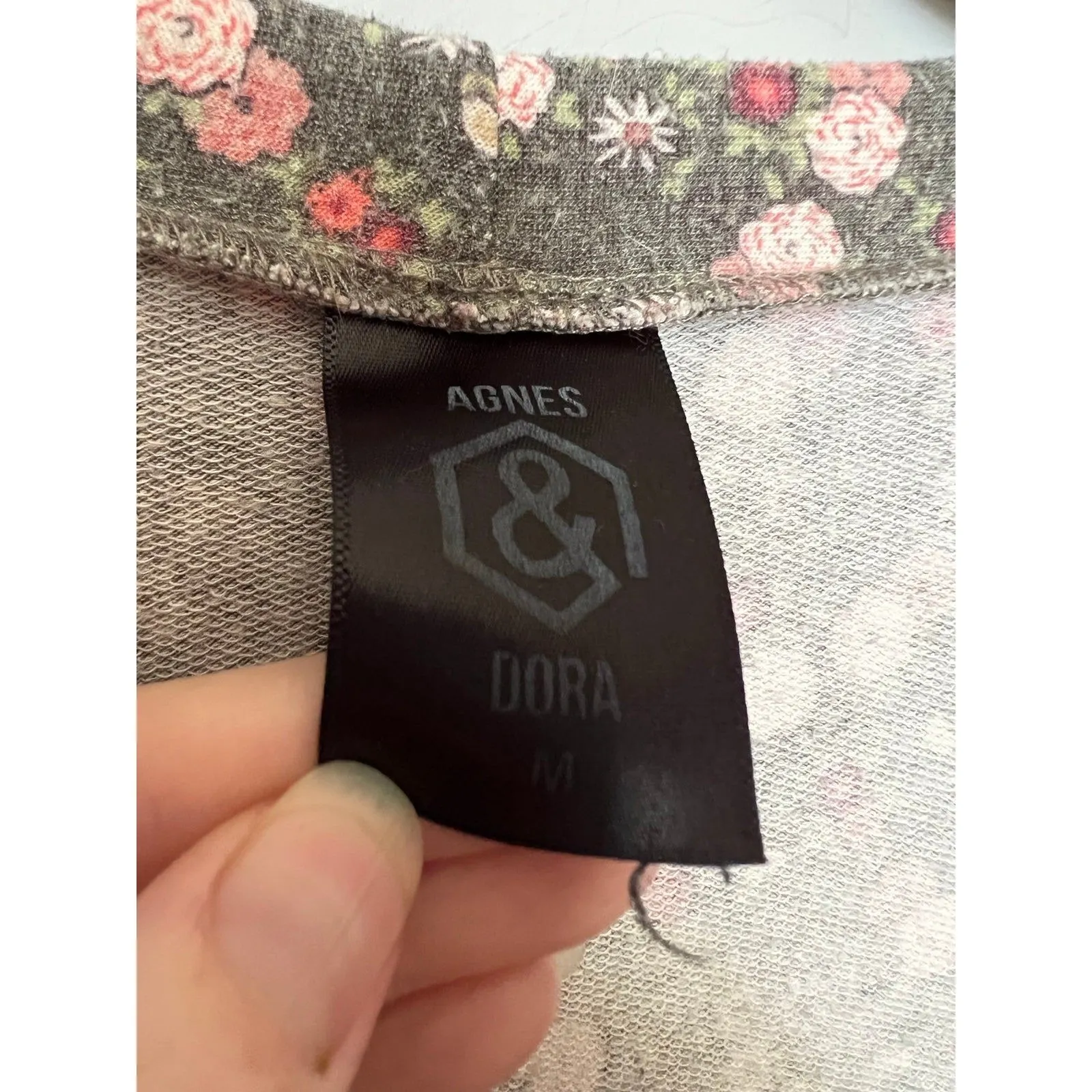 Agnes & Dora‎ Floral long cardigan gray/pink size M - Image 4