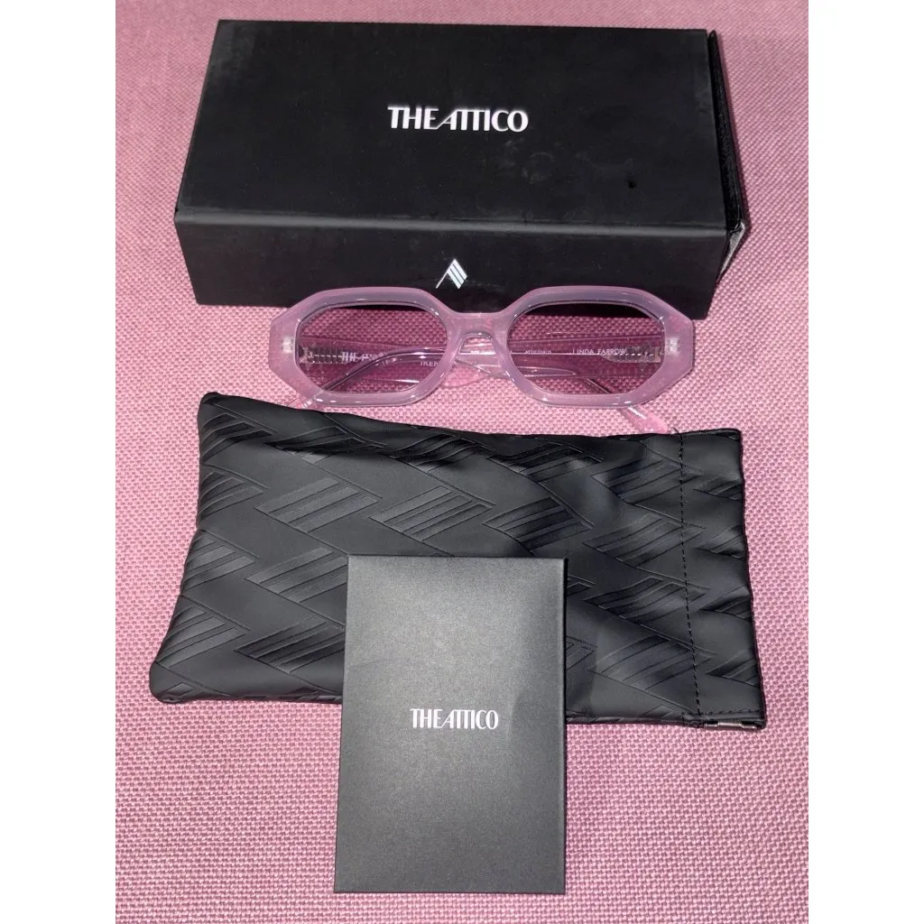 THE ATTICO X Linda Farrow Irene Sunglasses in Pink Silver With Case Womens - Image 5