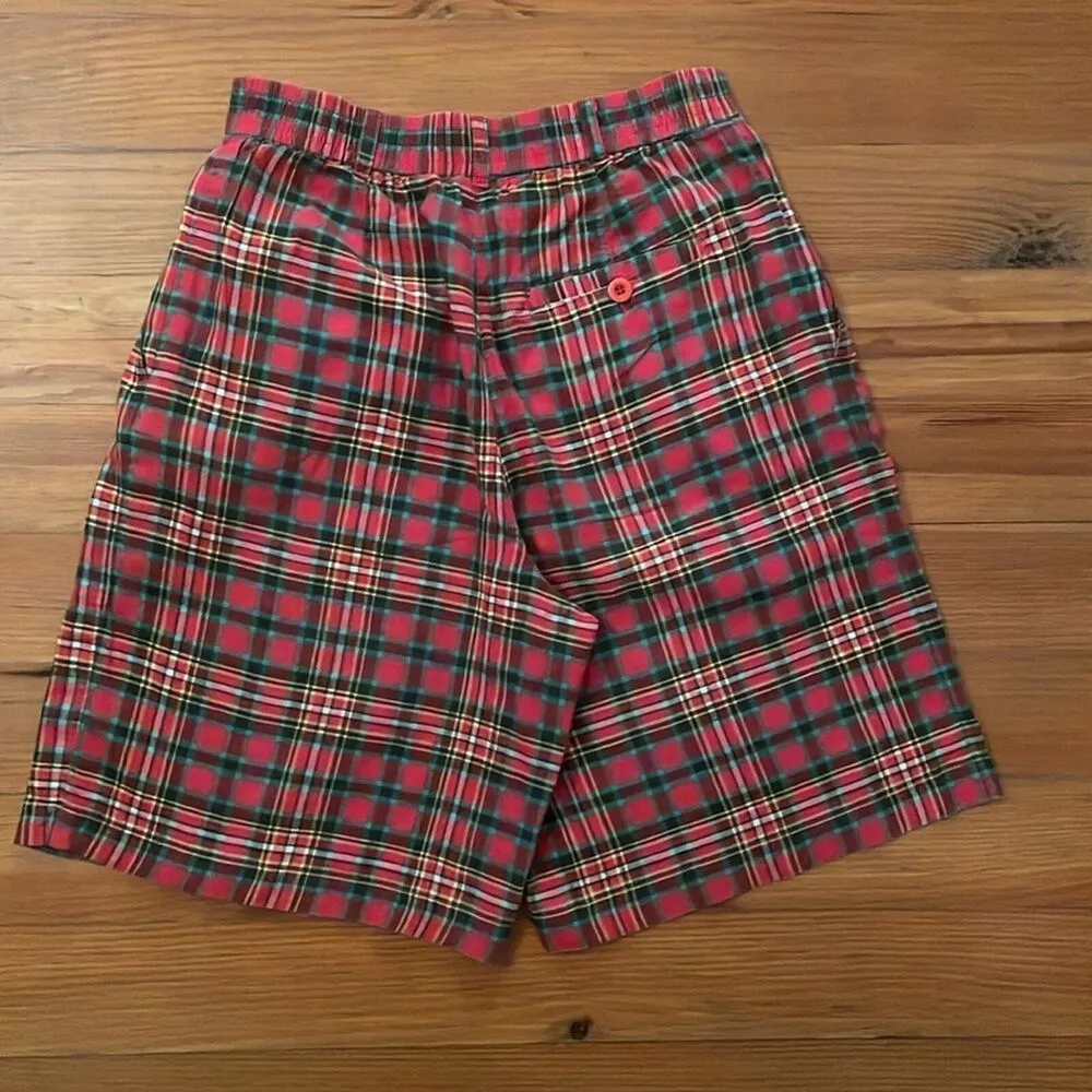 Izod Lacoste Vintage Red Tartan Plaid Shorts Womens Size 6 Preppy High Rise - Image 4