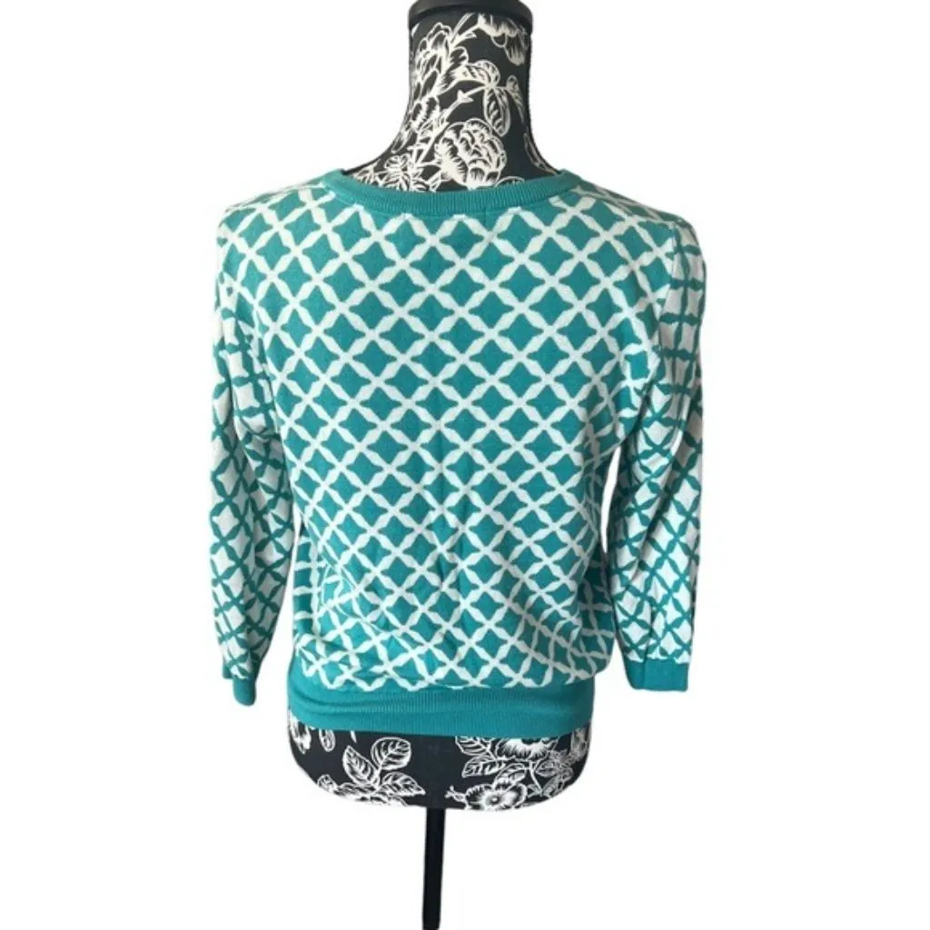 Boden Sweater Jacket Cardigan zip up blue green size 10 - Image 2