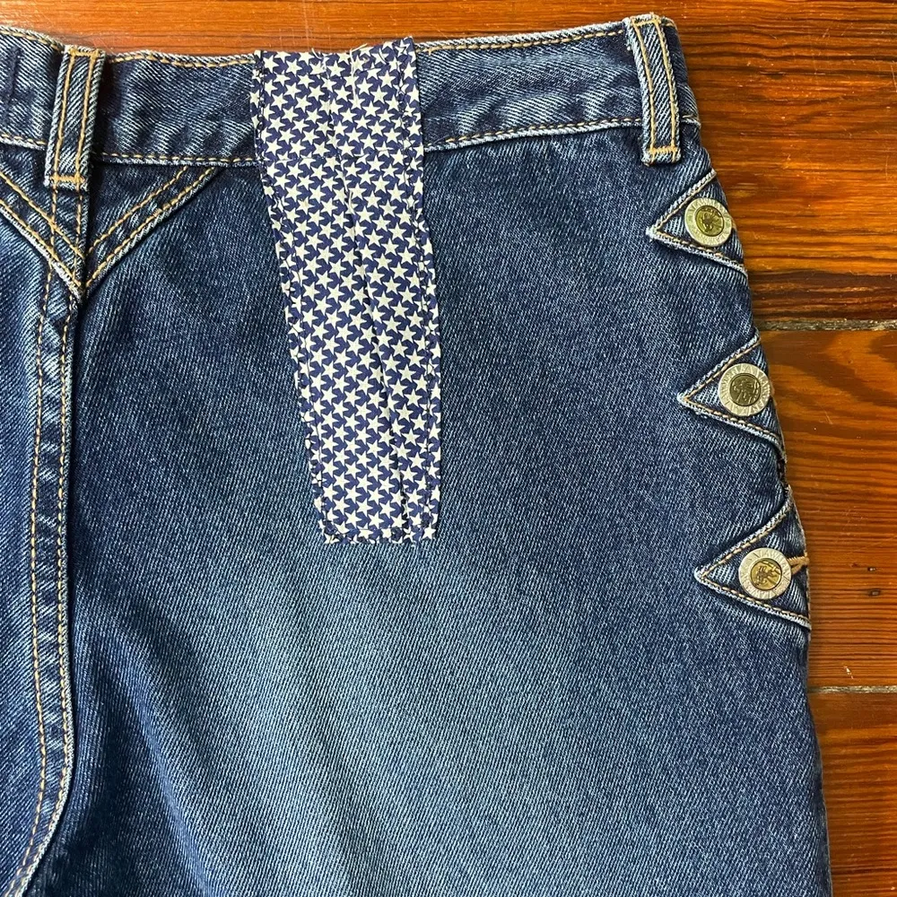 Vintage Lawman Western Denim Button & Stitch Rodeo Star Accented Jeans Sz 32 - Image 7