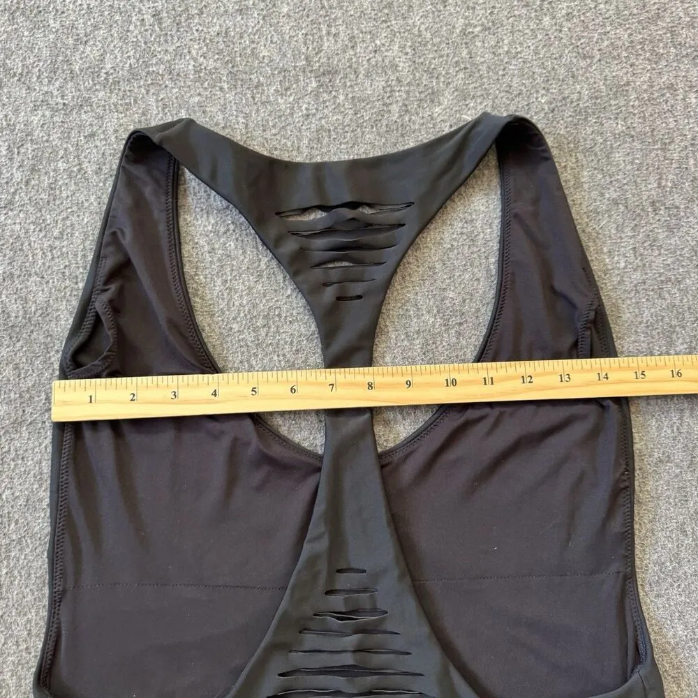 Aerie Black Ribbed One Piece Cheeky Swim Sz XL Racerback Cut Out - Image 10