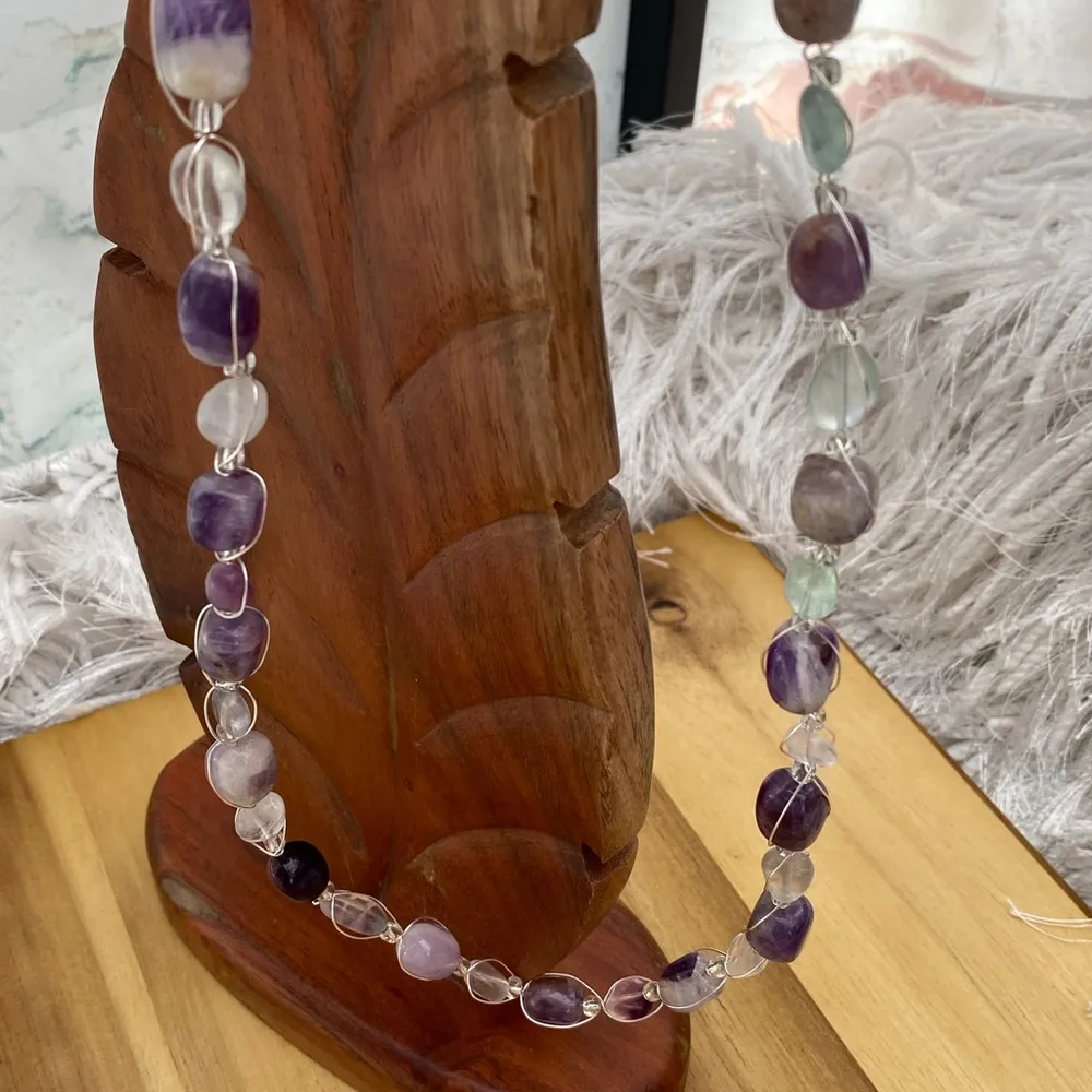 Handcrafted Amethyst and Fluorite Wire Wrapped Set - Image 3