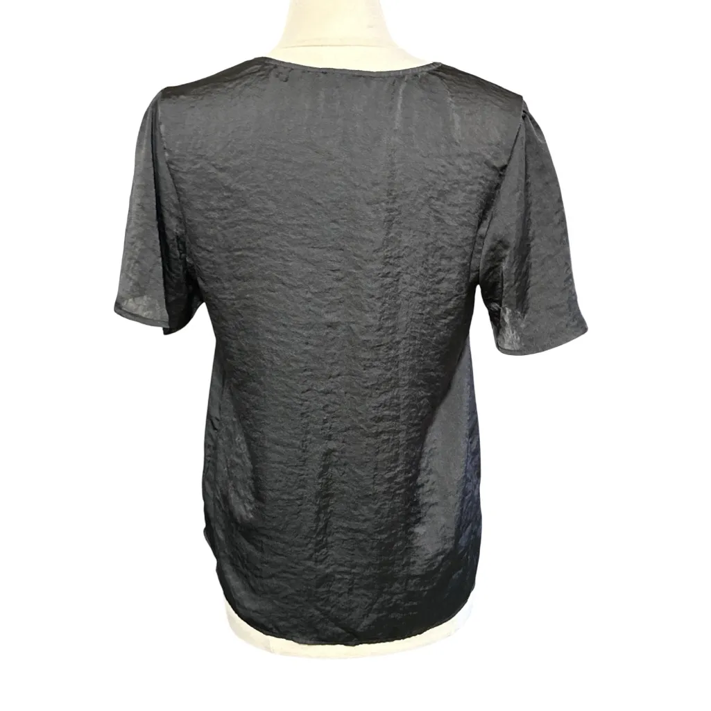 Paige Black Short Sleeve‎ Button Front Blouse Medium - Image 5
