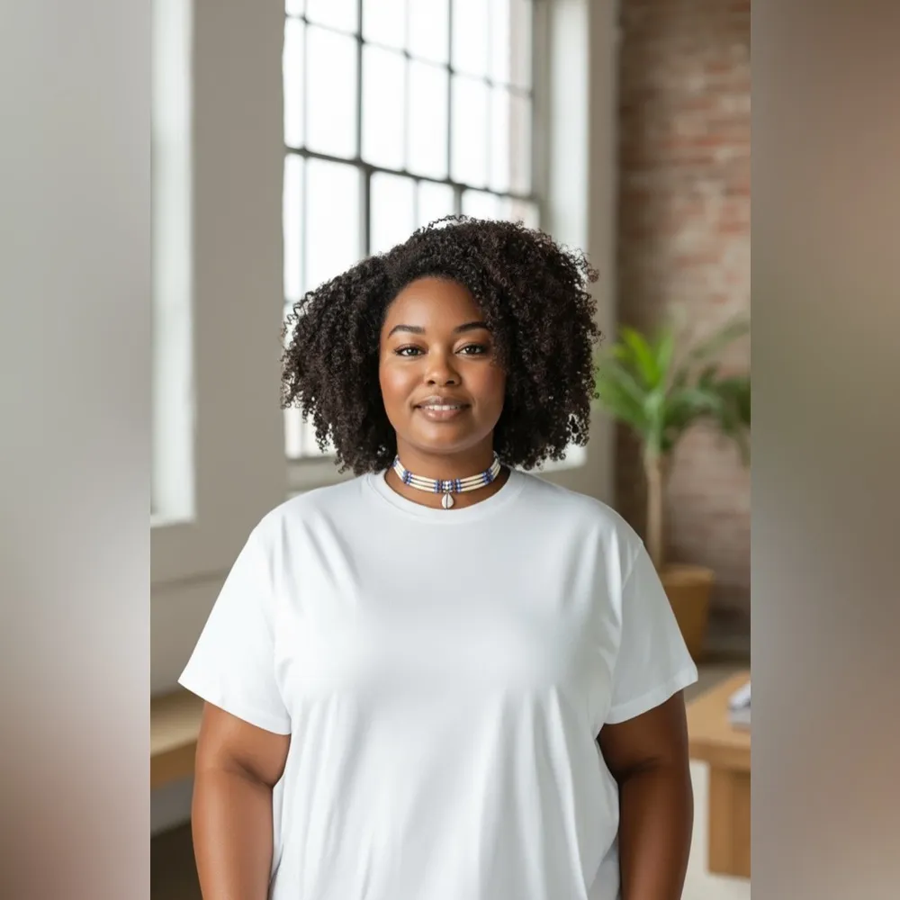 Beaded Bone Choker with Blue and Cream Accents - Image 3
