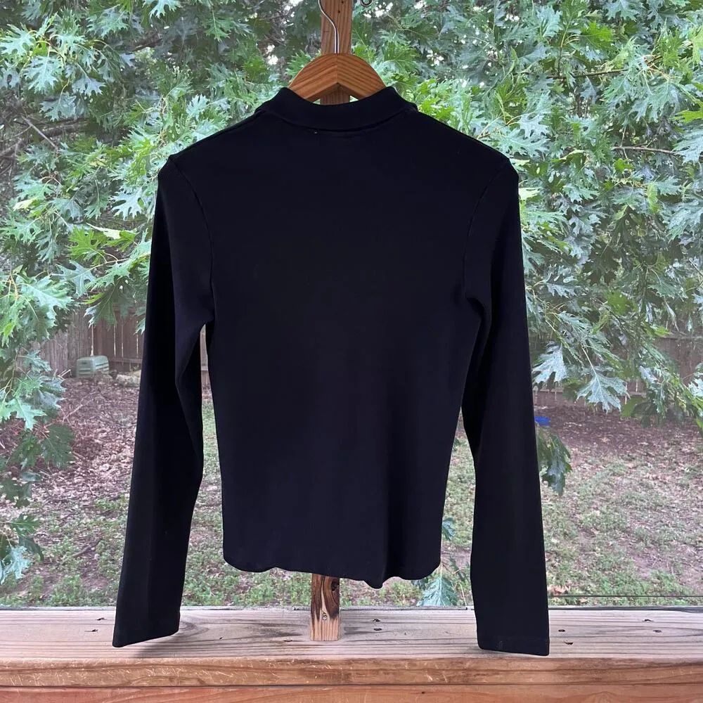 Prairie Underground Women's Black Long Sleeve Button Front Top Size L Size L - Image 2