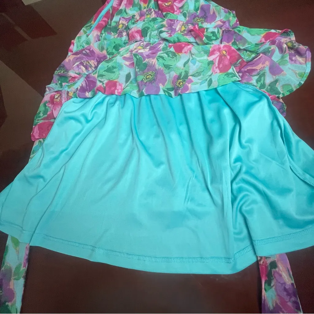 AQUA Bloomingdale’s Poppy Halter Mini Dress CottageCore Fairy Romantic XXL - Image 12