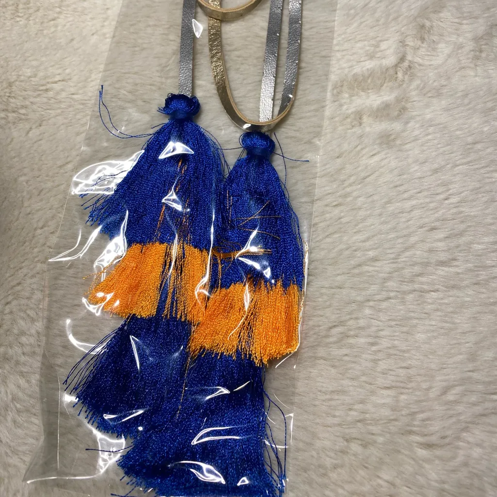 Orange & Blue Metallic Wrap Necklace NEW - Image 2