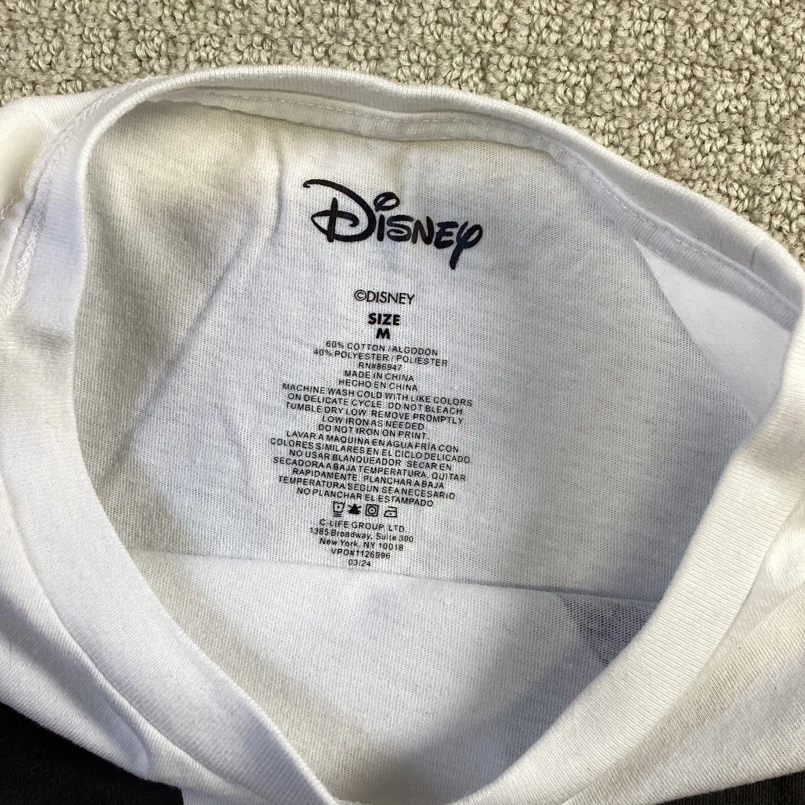 Disney Mickey Mouse T-Shirt White Graphic Tee Cartoon Character Medium‎ - Image 3