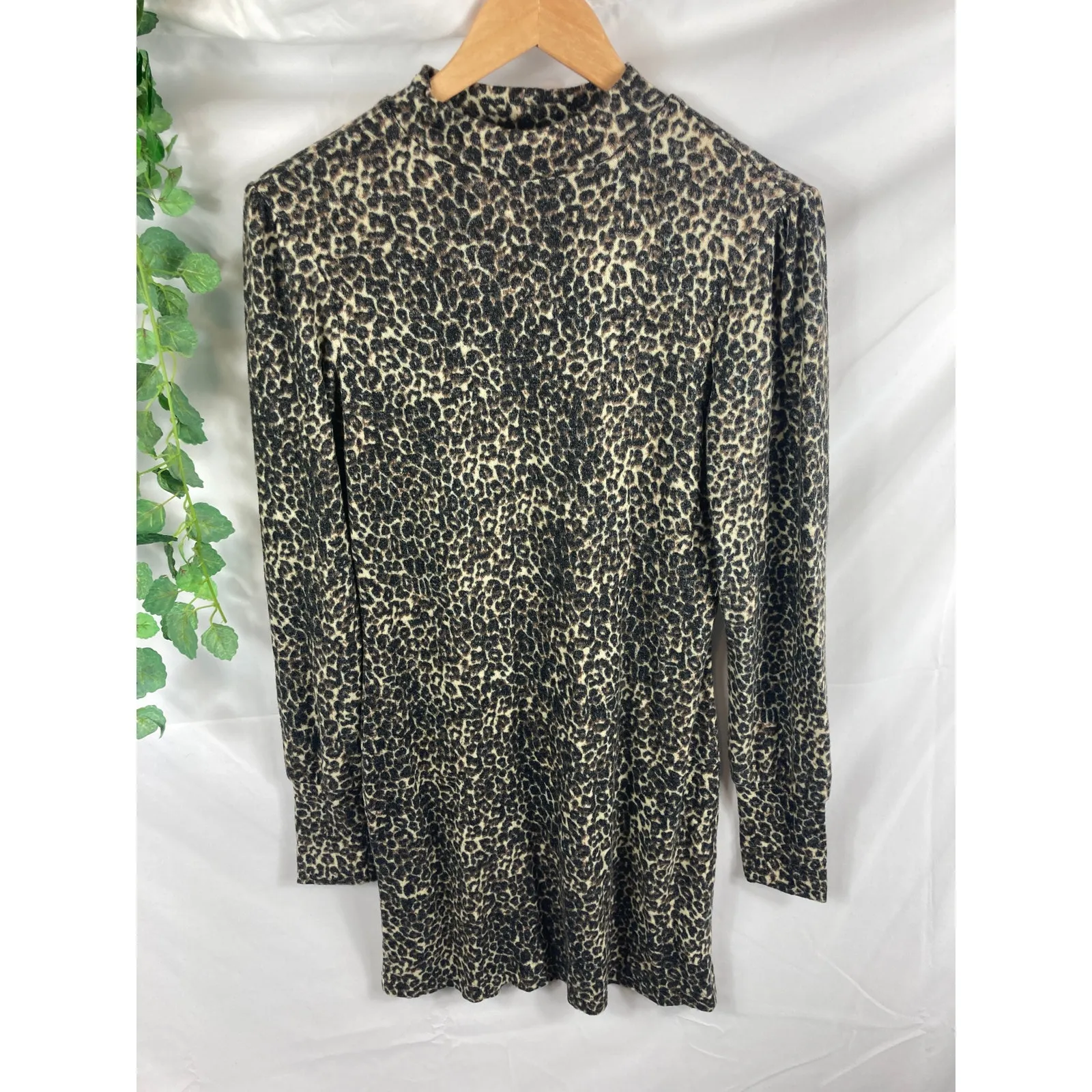 NWT Abound Cheetah Print Sweater Dress Mock Neck Long Sleeve S - Image 2