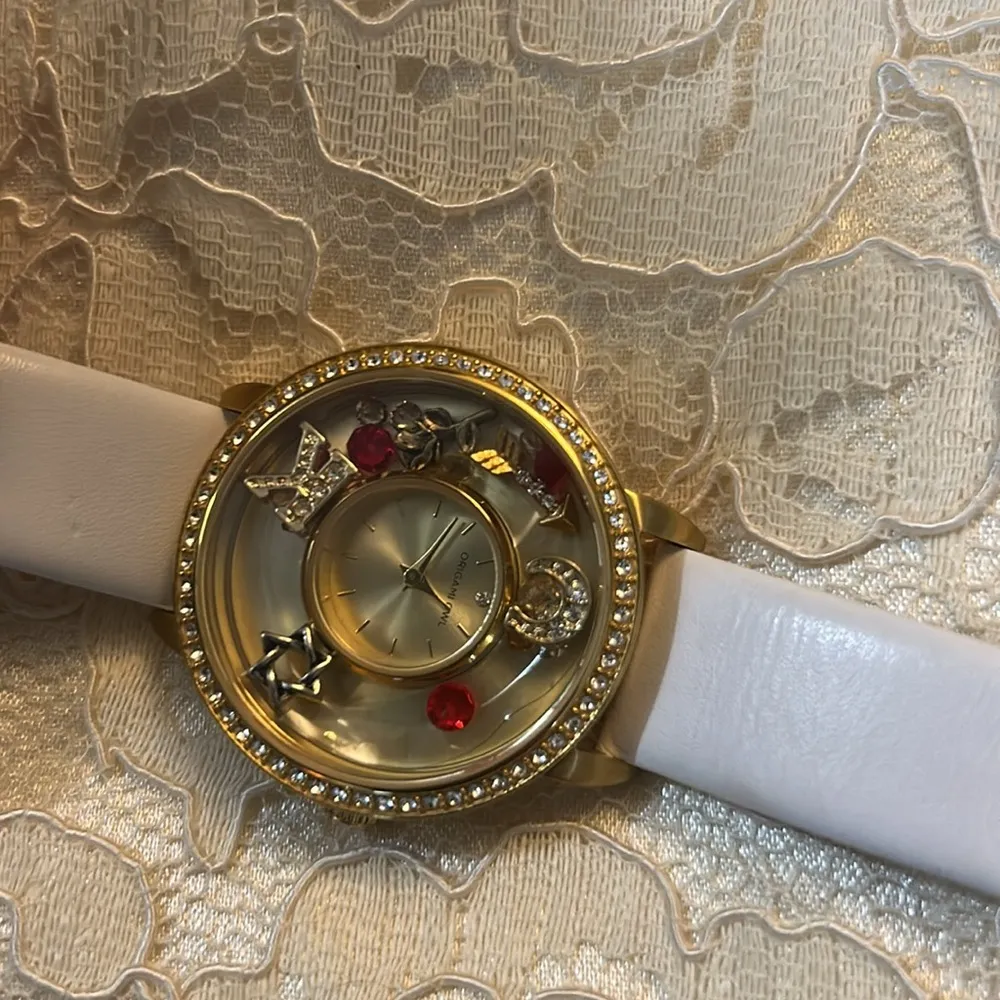 Origami Owl Locket Watch Women 38mm Gold Tone Love Heart K/Rose/Charms Bling - Image 9