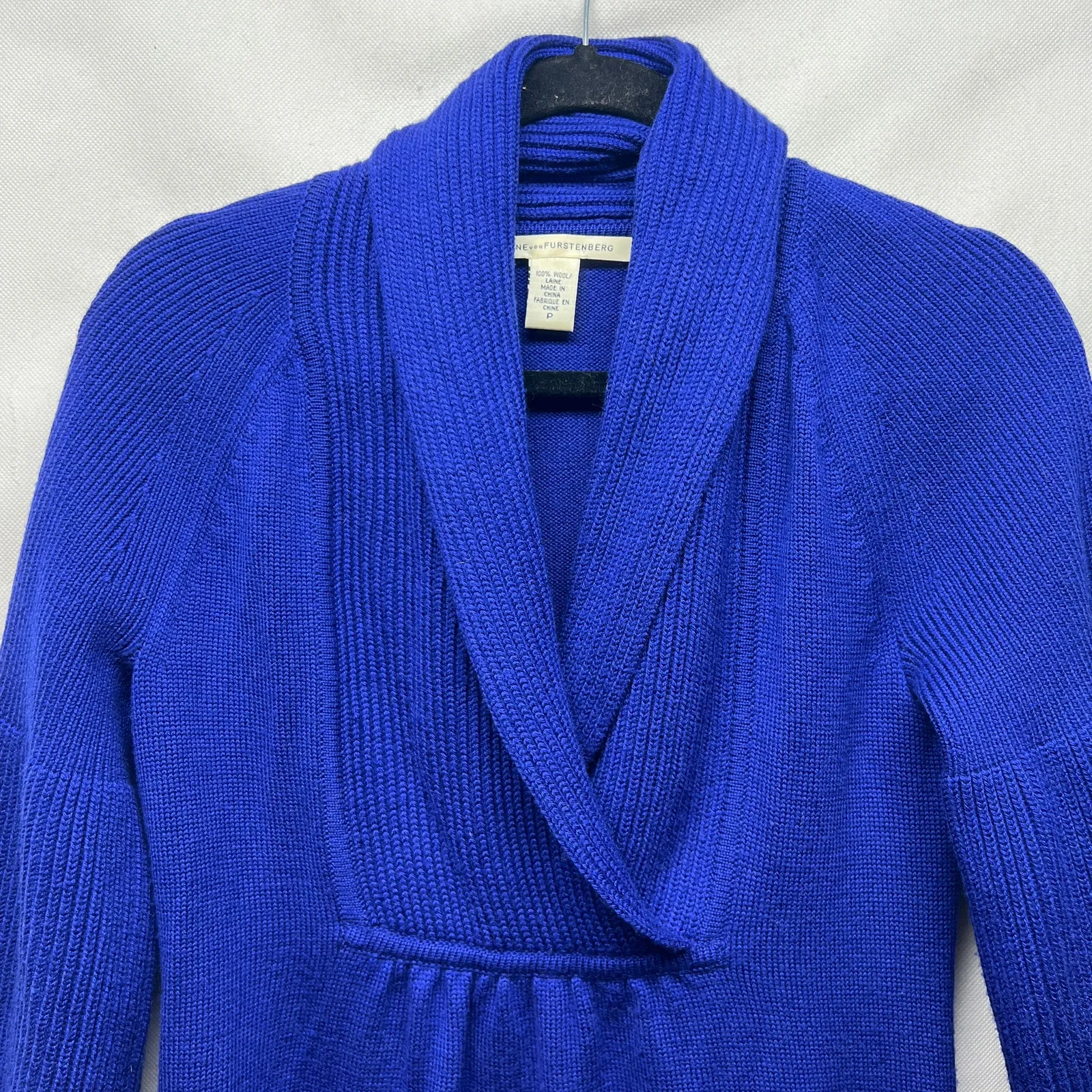 Diane Von Fursternberg 100% Wool Royal Blue Sweater Dress Size Small - Image 3