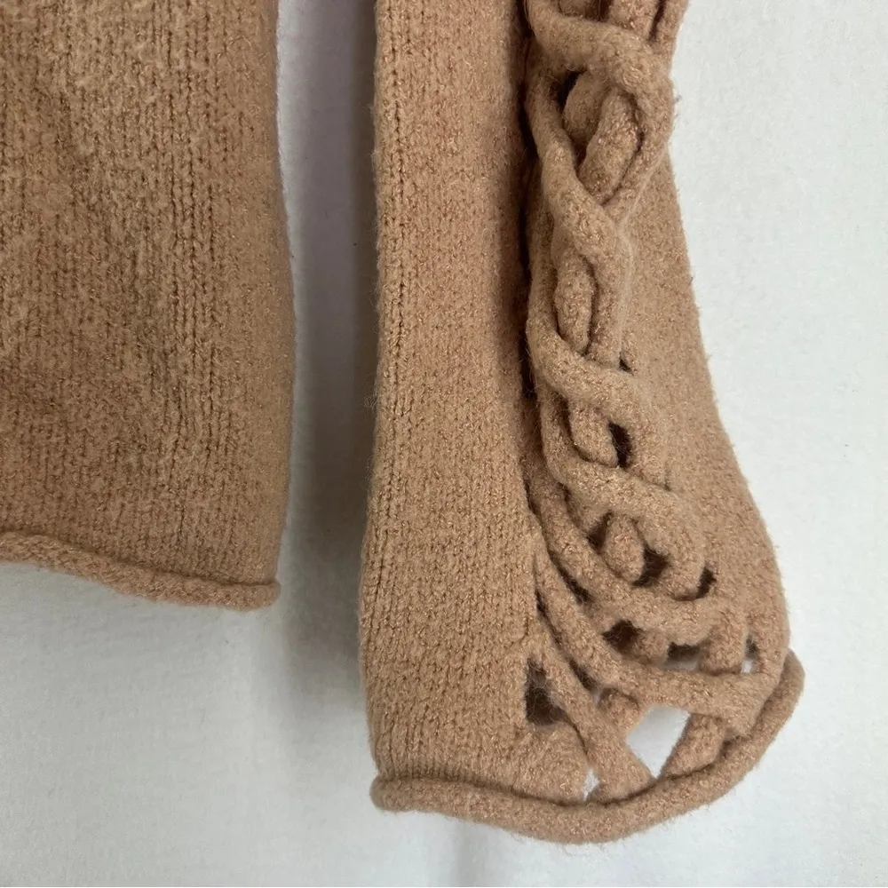 Philosophy Sweater Wool Blend Braided Arms Womans Size M Soft Rose Pink - Image 4