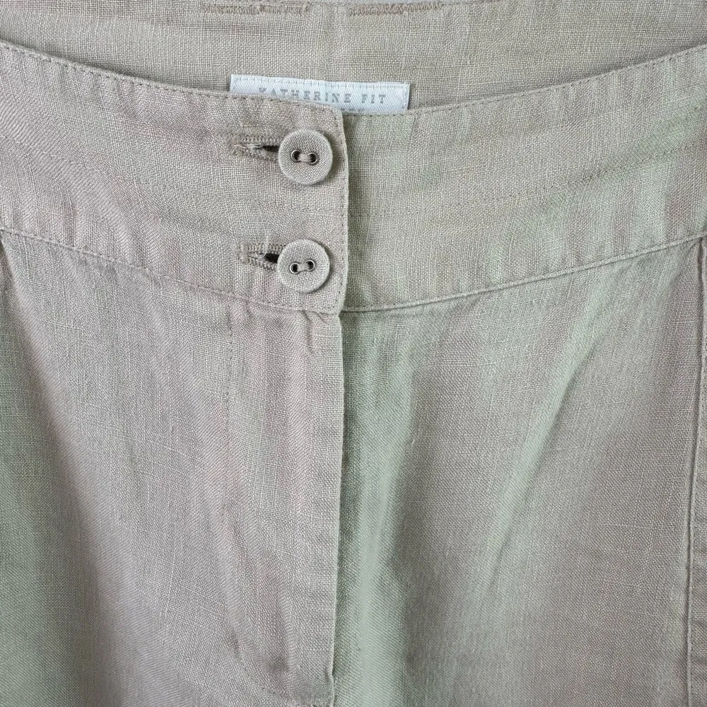 Charter Club Pants Womens 16W Petite Linen Katherine Fit Wide Leg Beige Buttons - Image 4