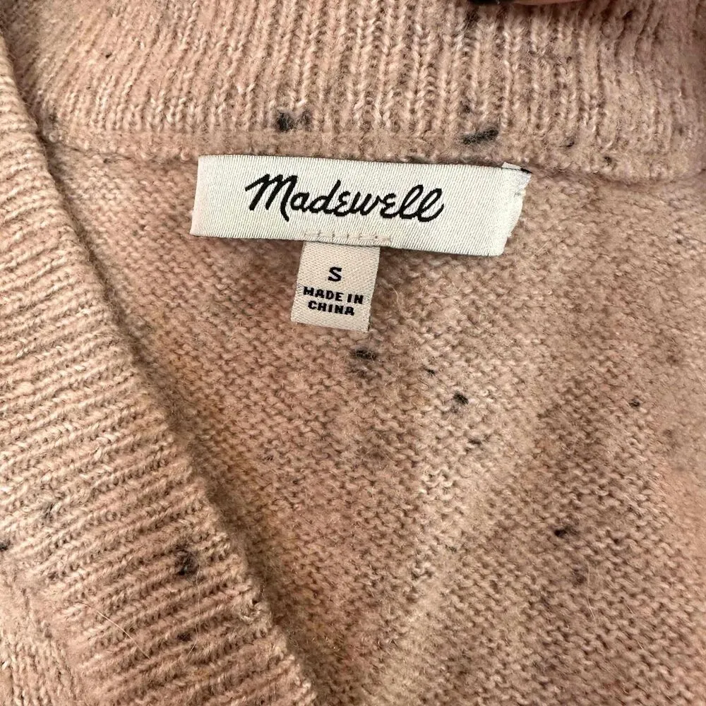 Madewell Pink Tan Knitted Speckled Pattern Pullover Sweater Size Small - Image 7