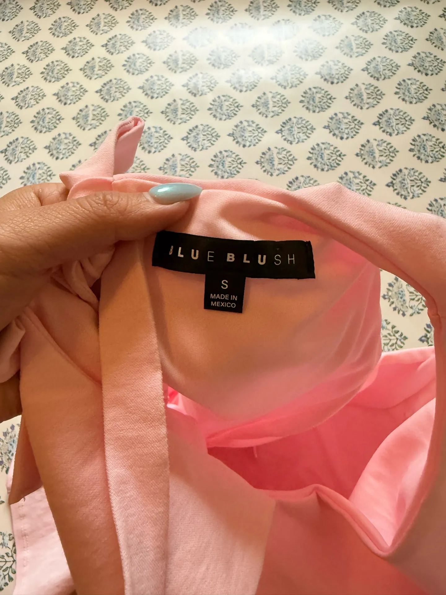 Blue Blush Pink Bow Open Top - Image 3