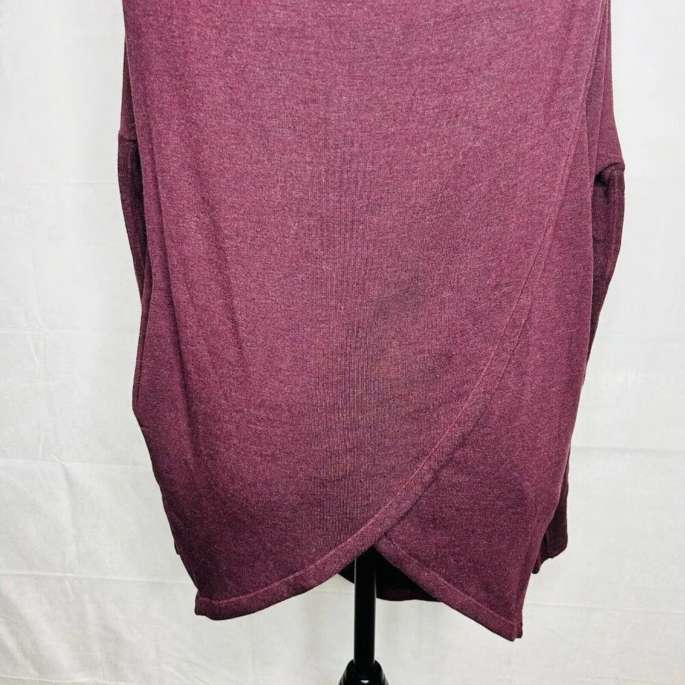Athleta Purana Wrap Hooded Relaxed Drape Neck Sweatshirt Spiced Cabernet Sz XXS - Image 3