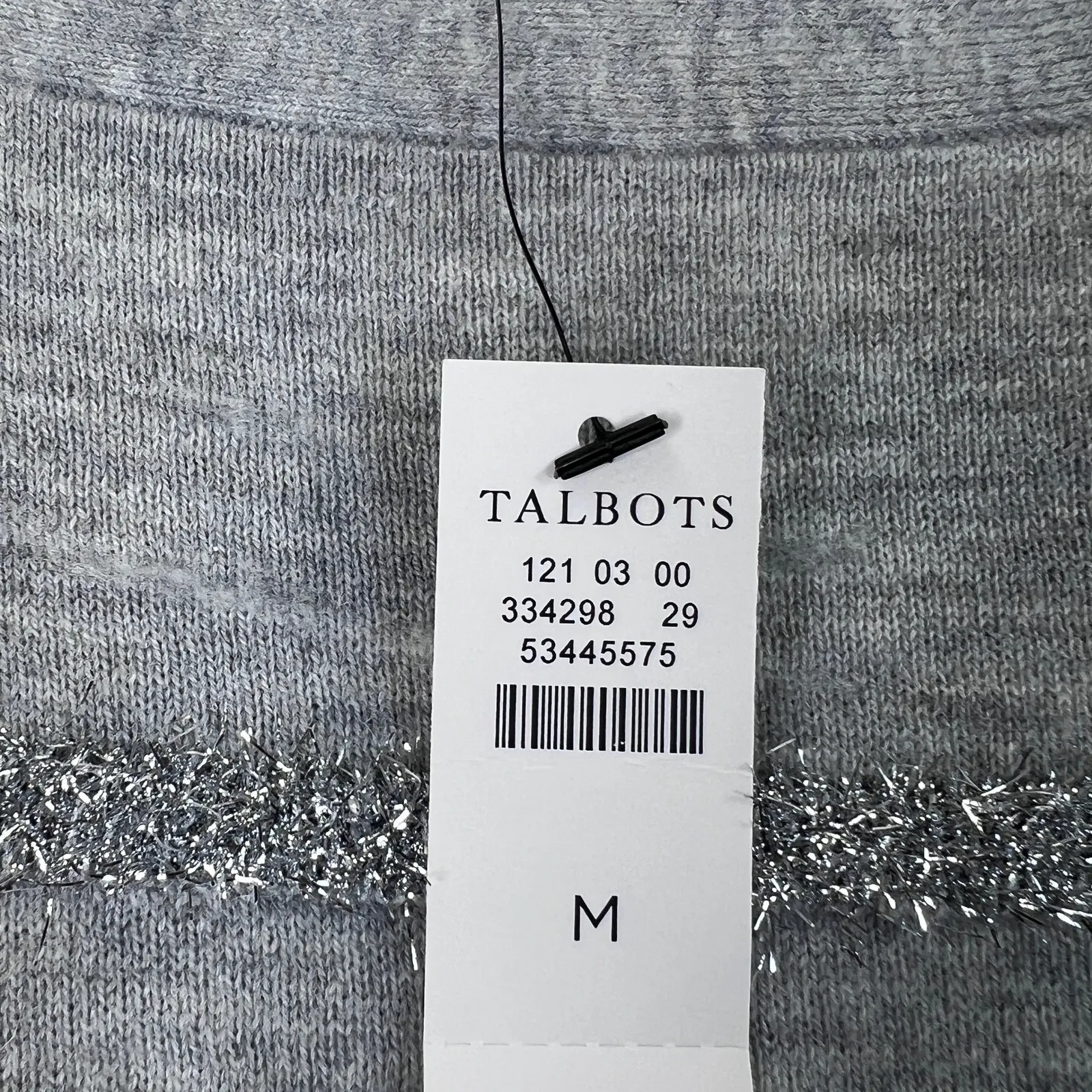 Talbots Metallic Stripe Sweater  Gray Size M Long Sleeve Knit Pullover Soft Cozy - Image 4
