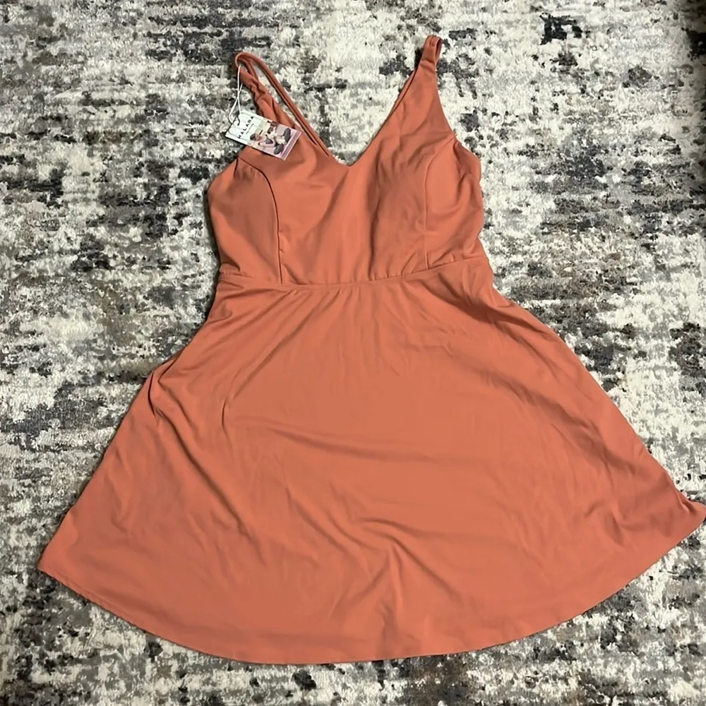 Halara‎ Softlyzero Plush Backless Crisscross Active Dress Large Sun Baked NWT - Image 3