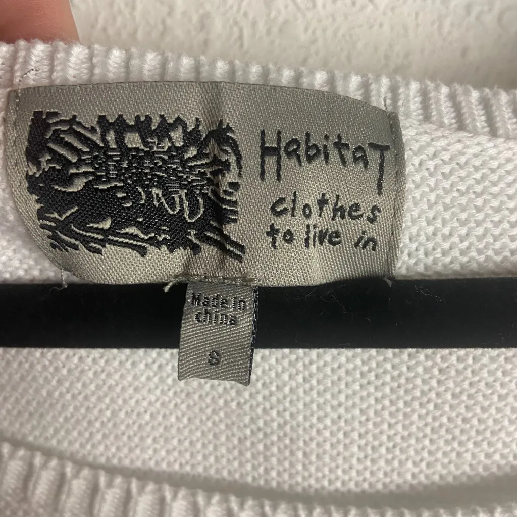 Habitat Clothes to Live in Size S White Scoop Neck Chunky Knit Sweater Cotton - Image 3