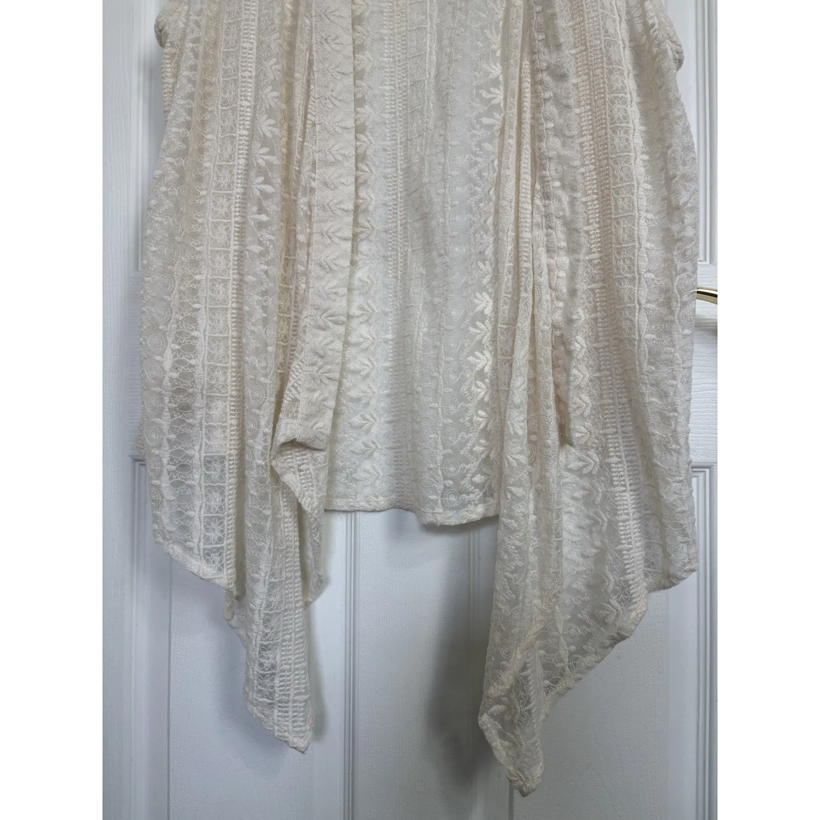 Anu Sheer Lace Open Front Vest Size XL Asymmetrical Fairy Cottage Boho Hippie - Image 6