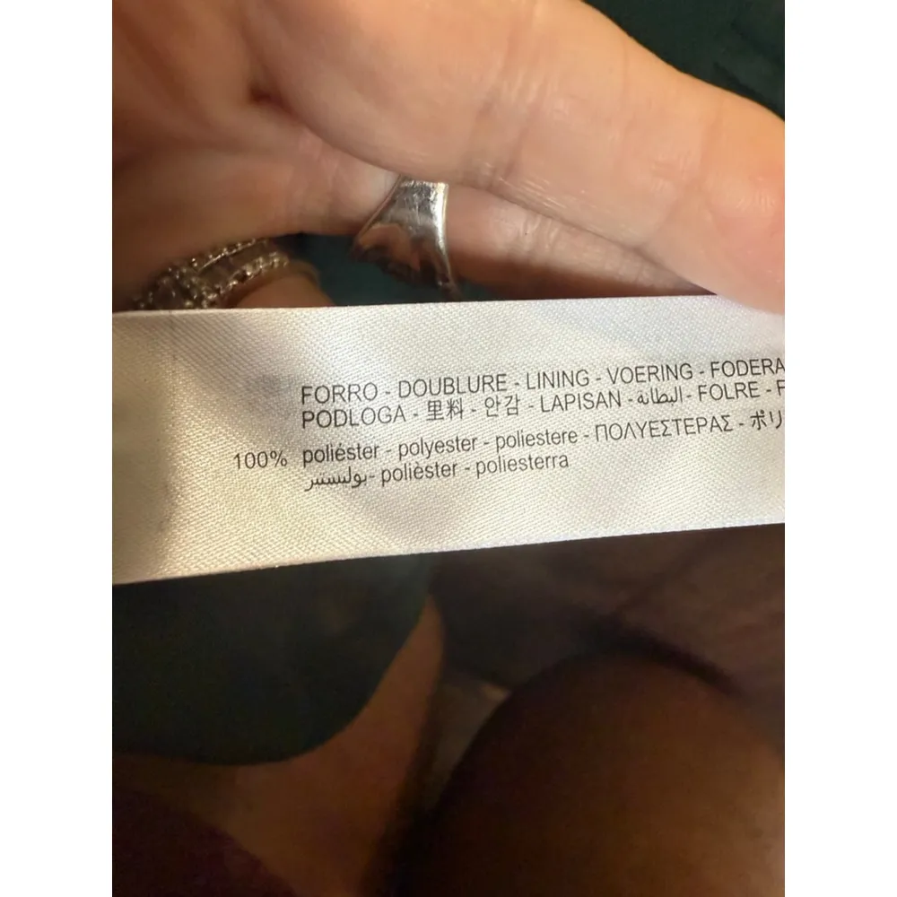 Zara Dark Green Pleated V Neck Midi Dress Women's S - Image 6