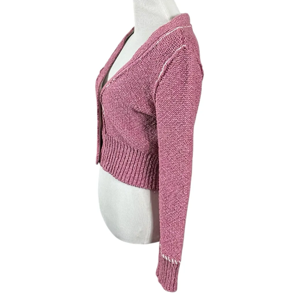 Anthropologie Pilcro Yin Yang Icon Heart Cardigan in Pink Size XS Spring Preppy - Image 7