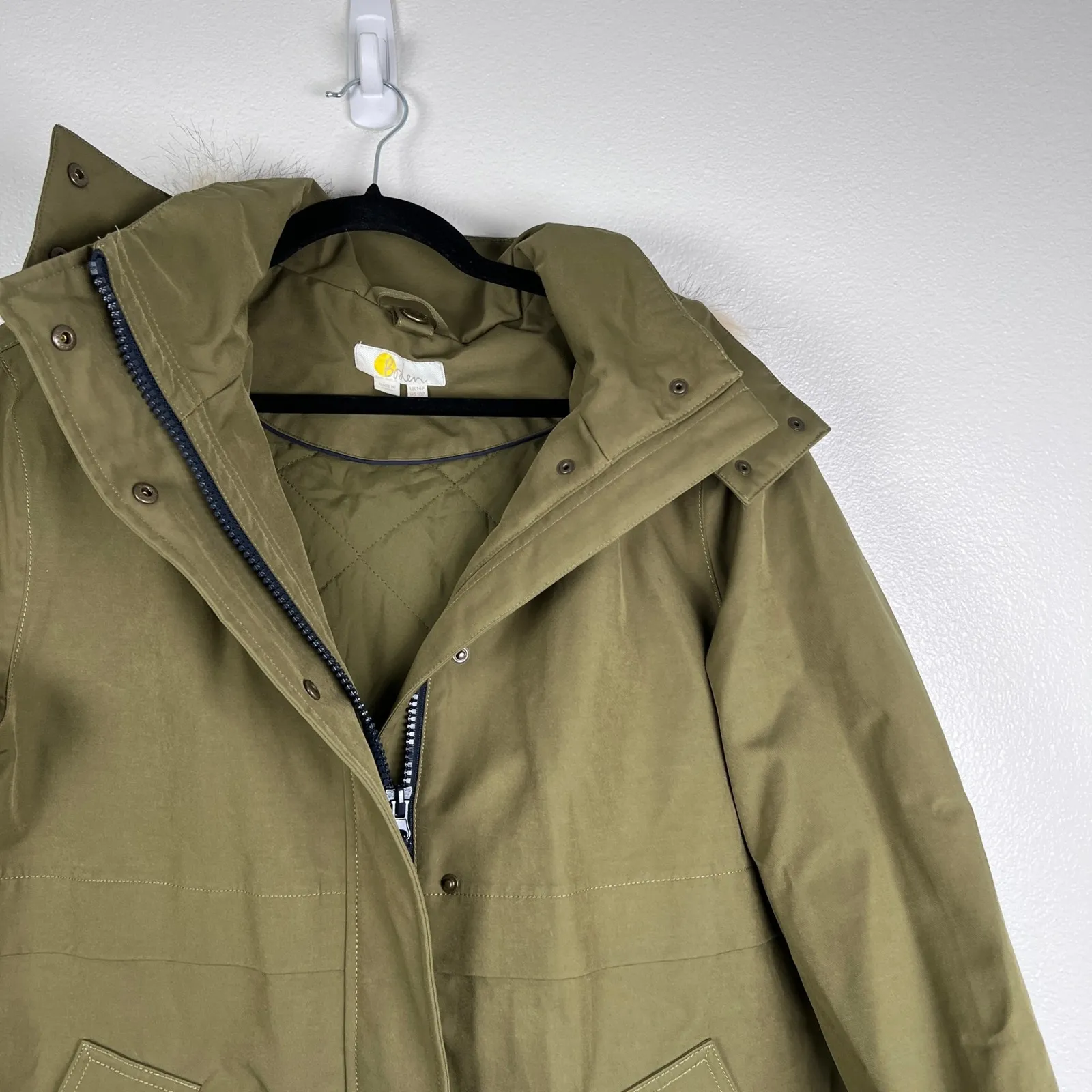 Boden Women's Waterproof Parka Green Sz 10P - Image 7