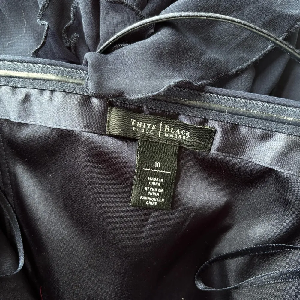 WHBM navy strapless floor length ruffle dress - Image 12