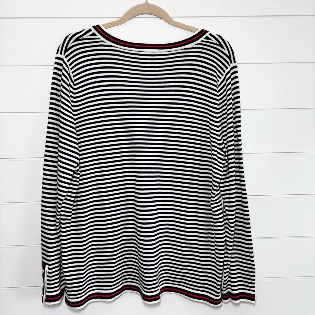 Talbots O, THE OPRAH MAGAZINE COLLECTION EMBROIDERED STRIPE CARDIGAN Size‎ XLP - Image 4