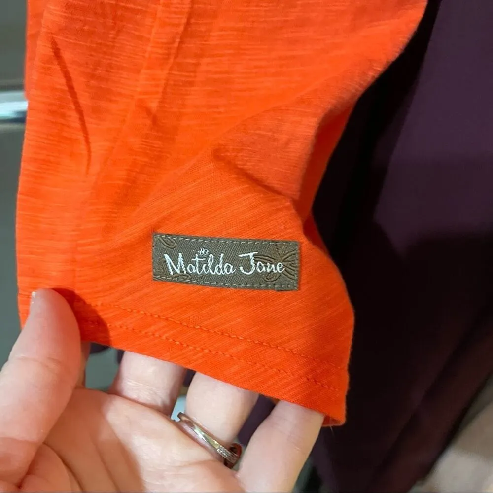 Matilda Jane Orange Ruffled Off Shoulder Tunic Blouse Womens S Frills Girly - Image 4