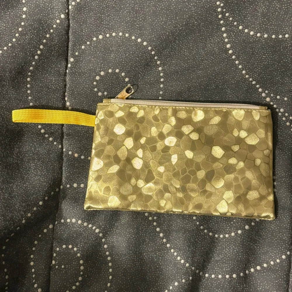 NWOT Shiny Gold Patterned Pouch - Image 2