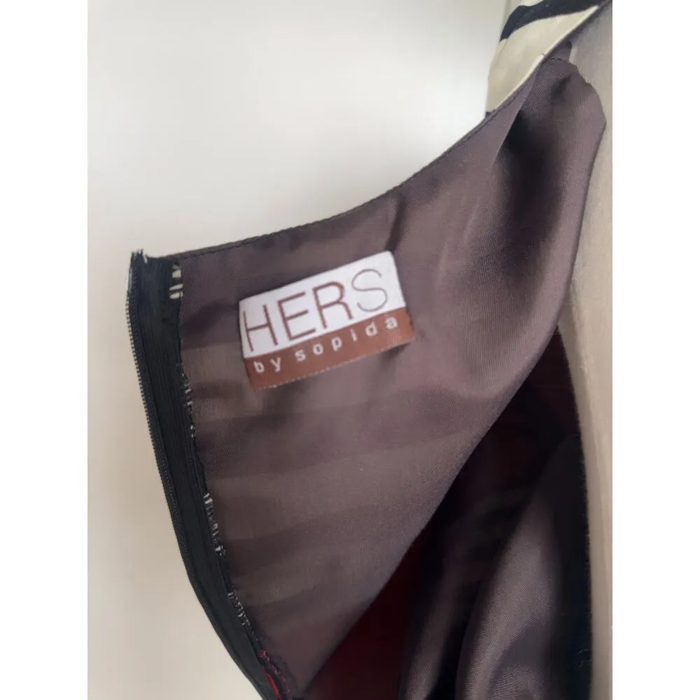 Vintage 80s does 60s Mod Mini Dress Striped Minimalist Black/White Size S/6 Red - Image 3