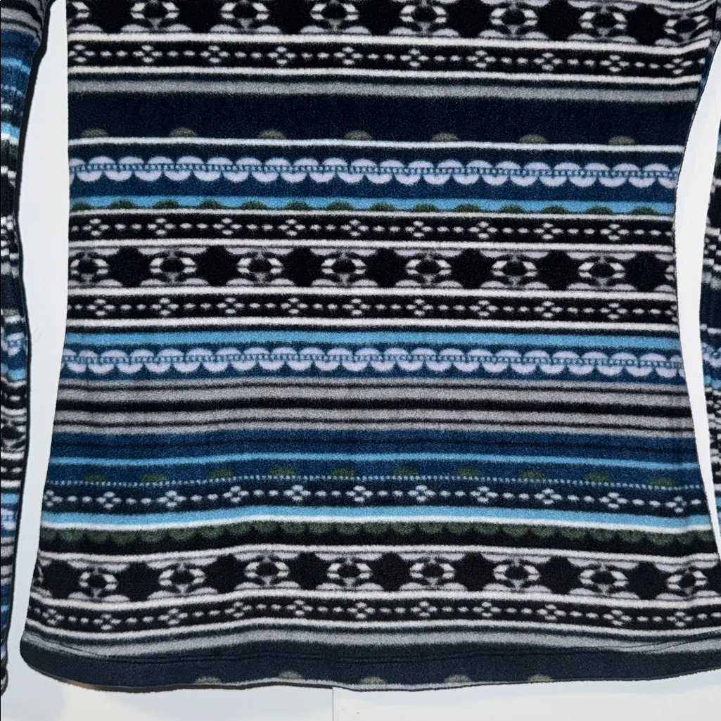 Cuddl Duds Fleece Top Long Sleeve Crewneck Blue Gray Stripes Women’s Small S - Image 7