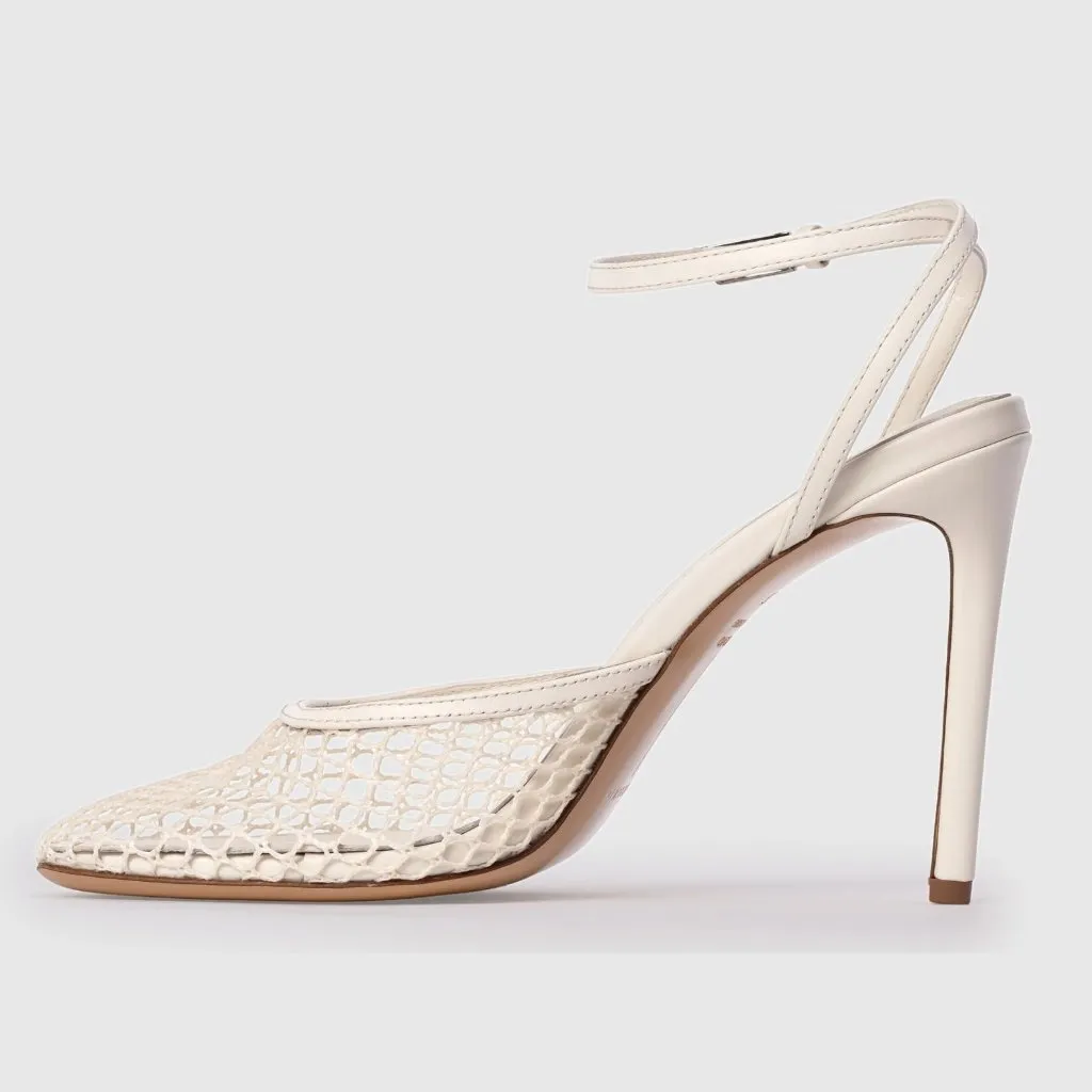 BLACK SUEDE STUDIO Millie 100 High Heels in Coconut Woven Mesh 40 With Box Women White Size 9 - Image 3