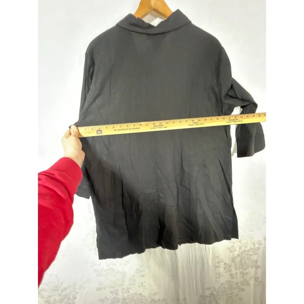 Dialogue  Button Up 1X Black NEW Linen Blend Long Tunic QVC - Image 11