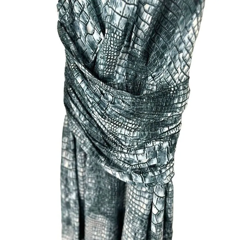 KENNETH COLE Blue Snake Print Reptile Sleeveless Drape Dress Size XS Sleeveless - Image 2