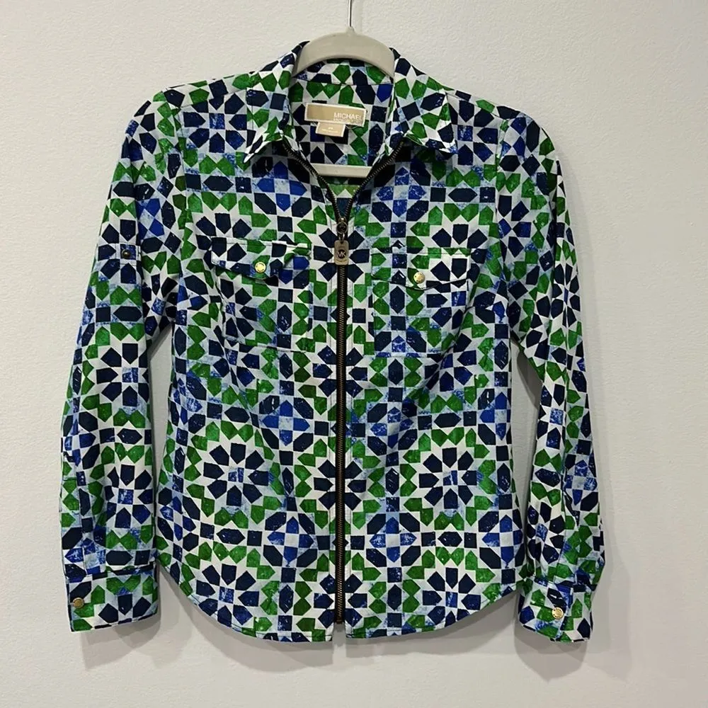 MICHAEL Michael Kors Rolled Up Sleeve Petite Zip Up Top - Image 10