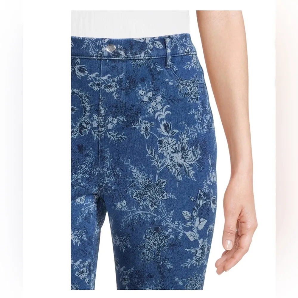 TIME & TRU Womens Blue With Print Distressed Jeggings Size XL 16-18 Pull On New - Image 5