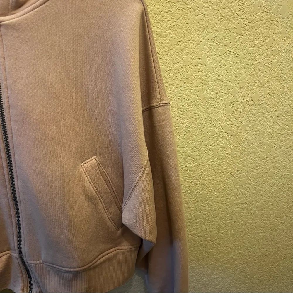 Women's Wedge Zip-Up Hooded Sweatshirt - Wild Fable™ Mauve XXS: Ribbed Hem - Image 4