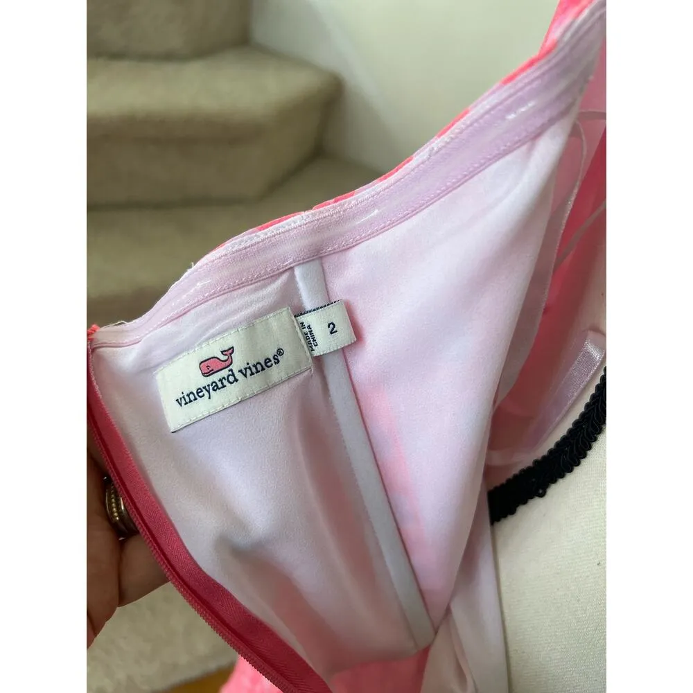 Vineyard Vines Neon Pink Silk Cane Print Halter Dress - Image 7