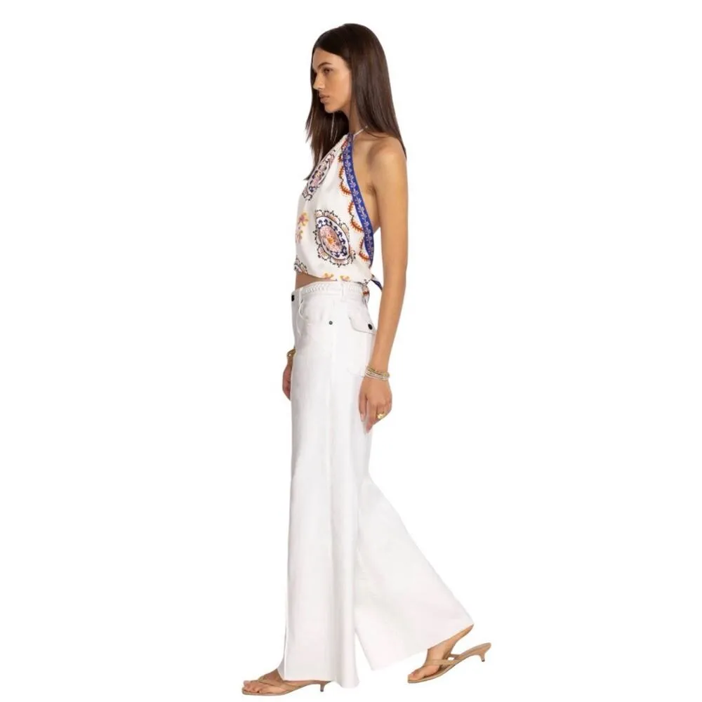 Johnny Was Size 29 The Braided Wide Leg High Rise Stretch Jean White $278 NWT - Image 3