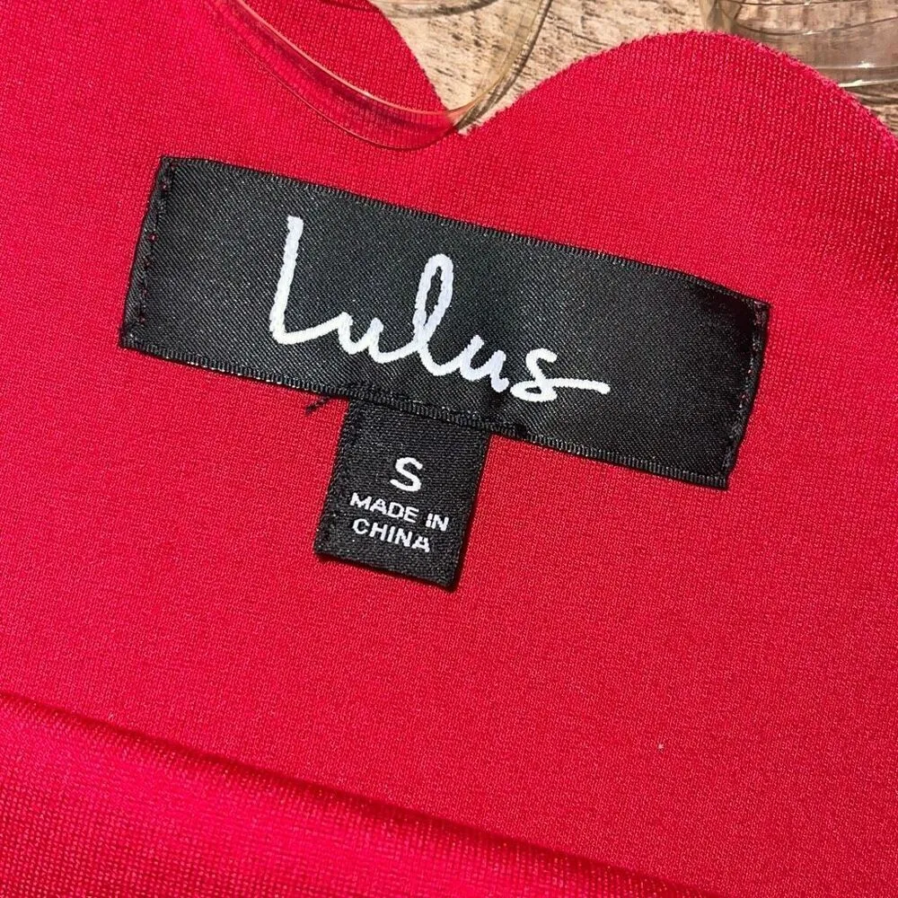 Lulus Womens Scallop Neckline Elbow Sleeve Mini Fit & Flare Dress Size Small NWT - Image 7