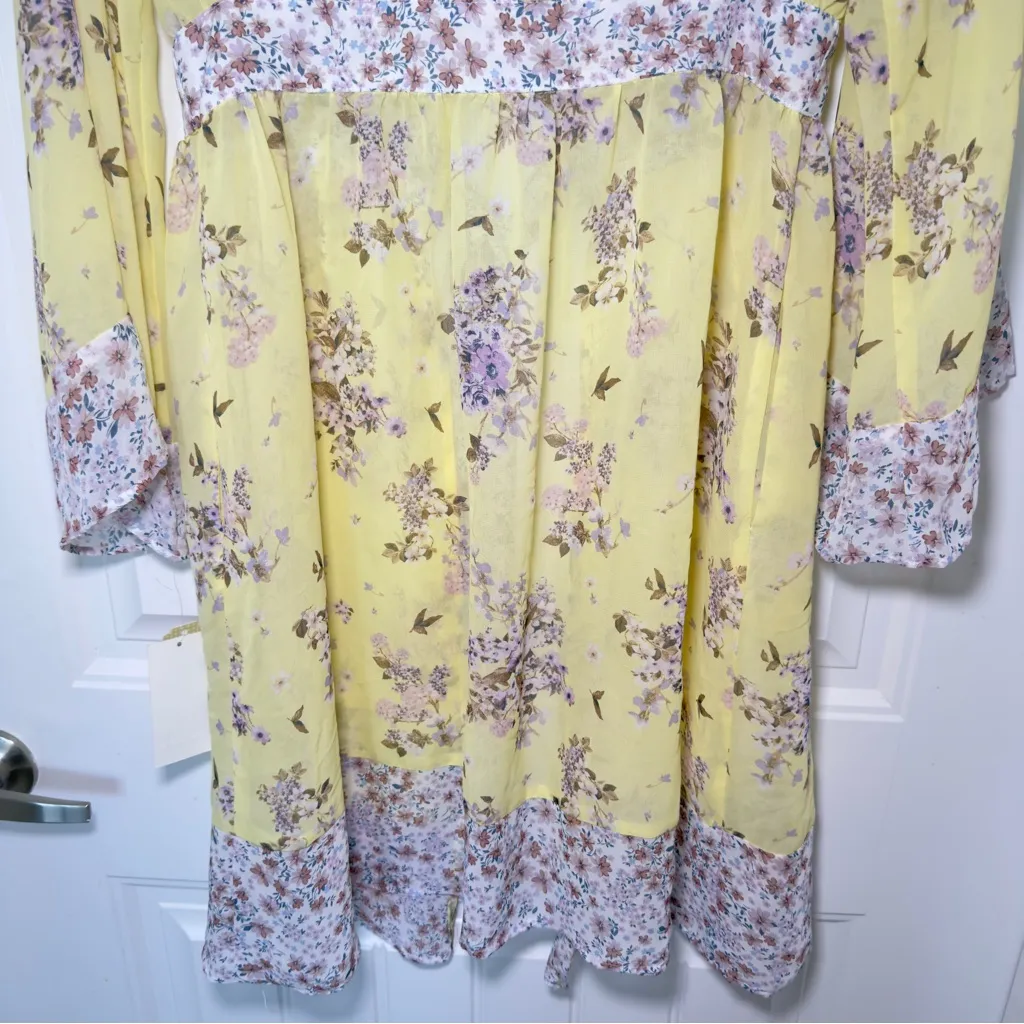 GB Gianni Bini Floral Boho Tie Front Kimono Cardigan Semi Sheer Multicolor S - Image 8