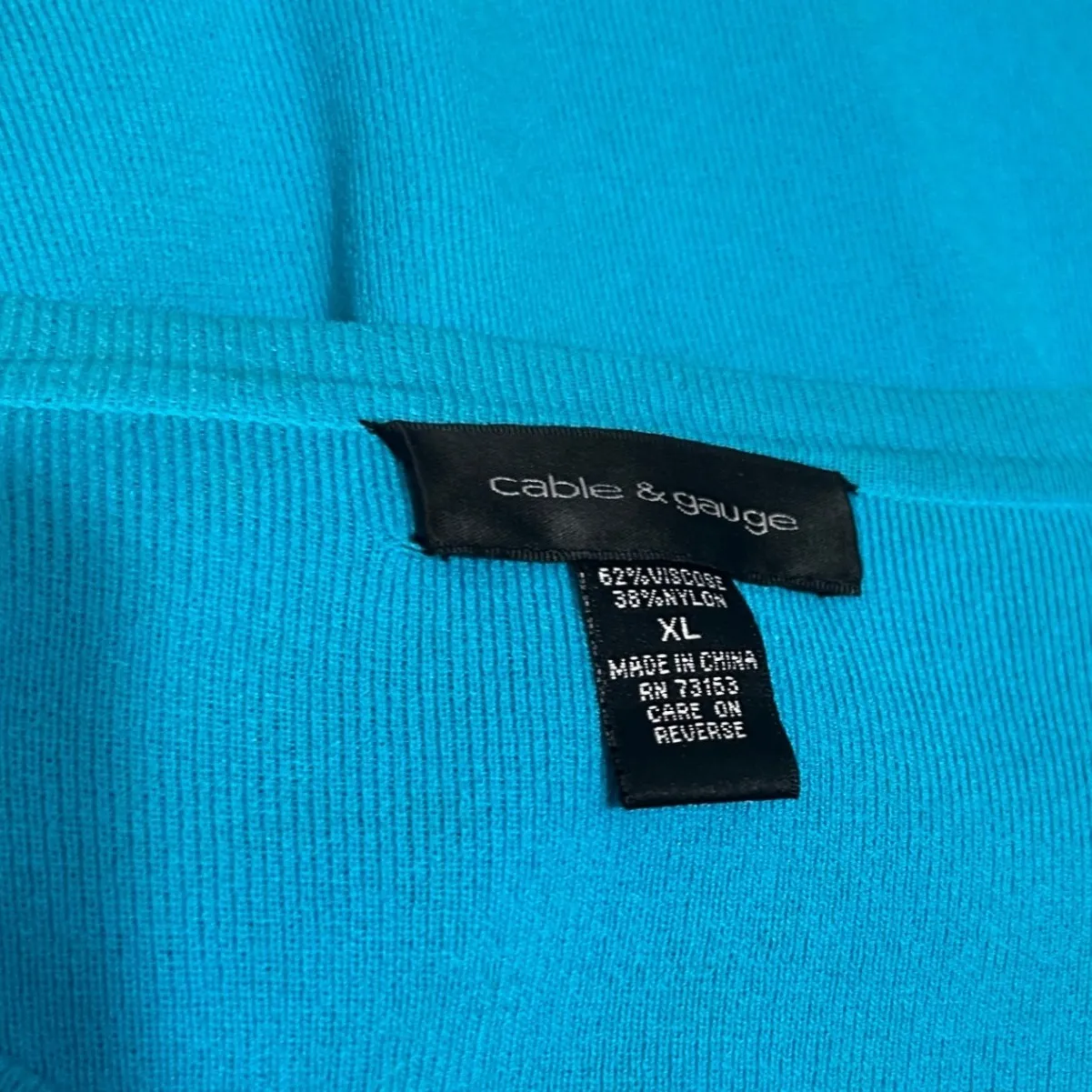 Cable & Gauge Womens XL Blue Ribbed Knit Top Button Accent Office Travel Classic - Image 6