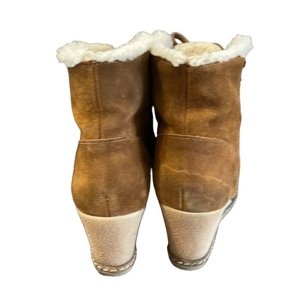 J Crew Womens Size 9 Macalister Wedge Shearling Boots 55817 Brown Made In Italy - Image 10