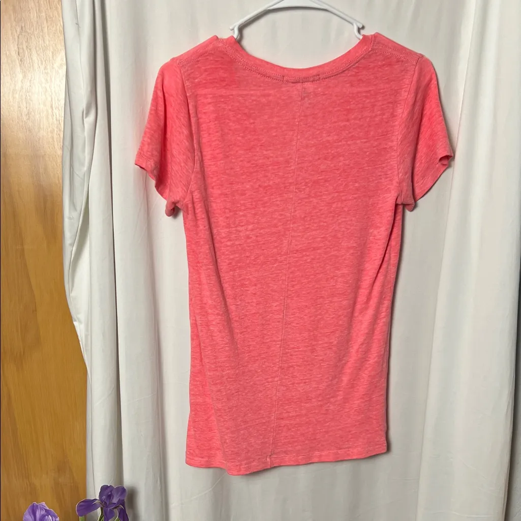 PINK Victoria's Secret Tri-Blend Coral V-Neck Short Sleeve Tee Size Small Petite - Image 5