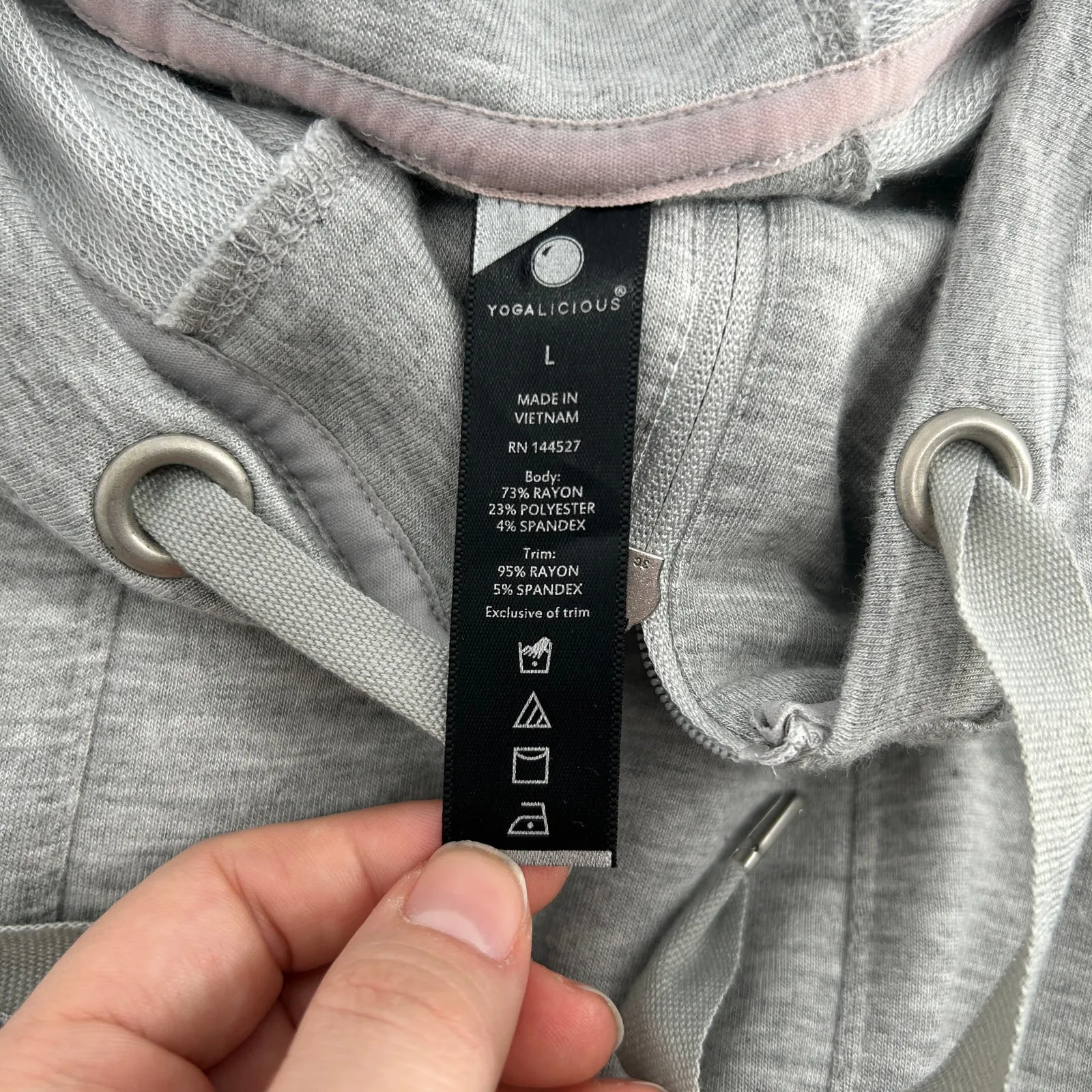 YOGALICIOUS Sweatshirt Vest Hoodie Womens Large Zip Grey Athleisure Sporty Yoga - Image 6